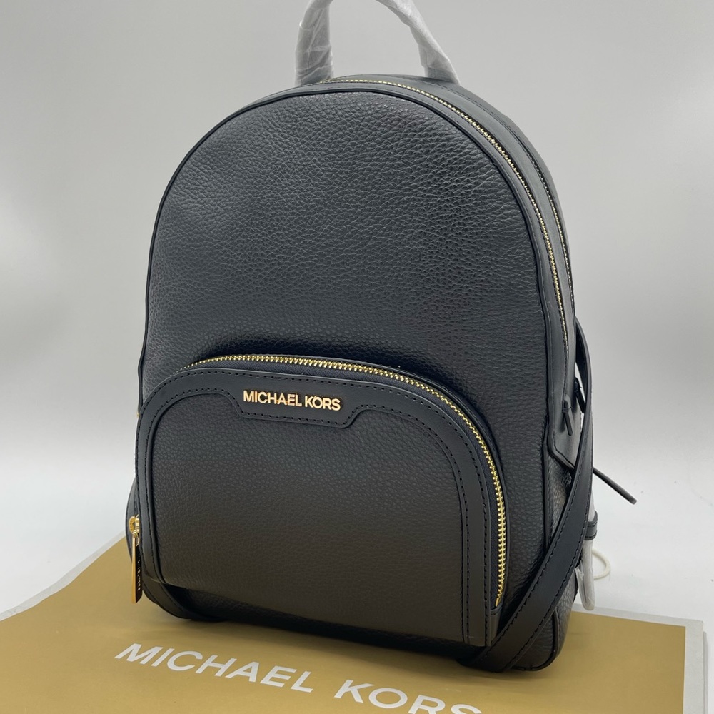Michael Kors Jaycee Medium Pebbled Leather Backpack Black - Picture 2 of 12